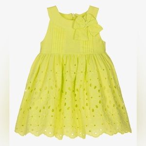 EUC Girls’ Size 36 mos. Lime (Bright) Green Cotton Dress - A Great Easter Option